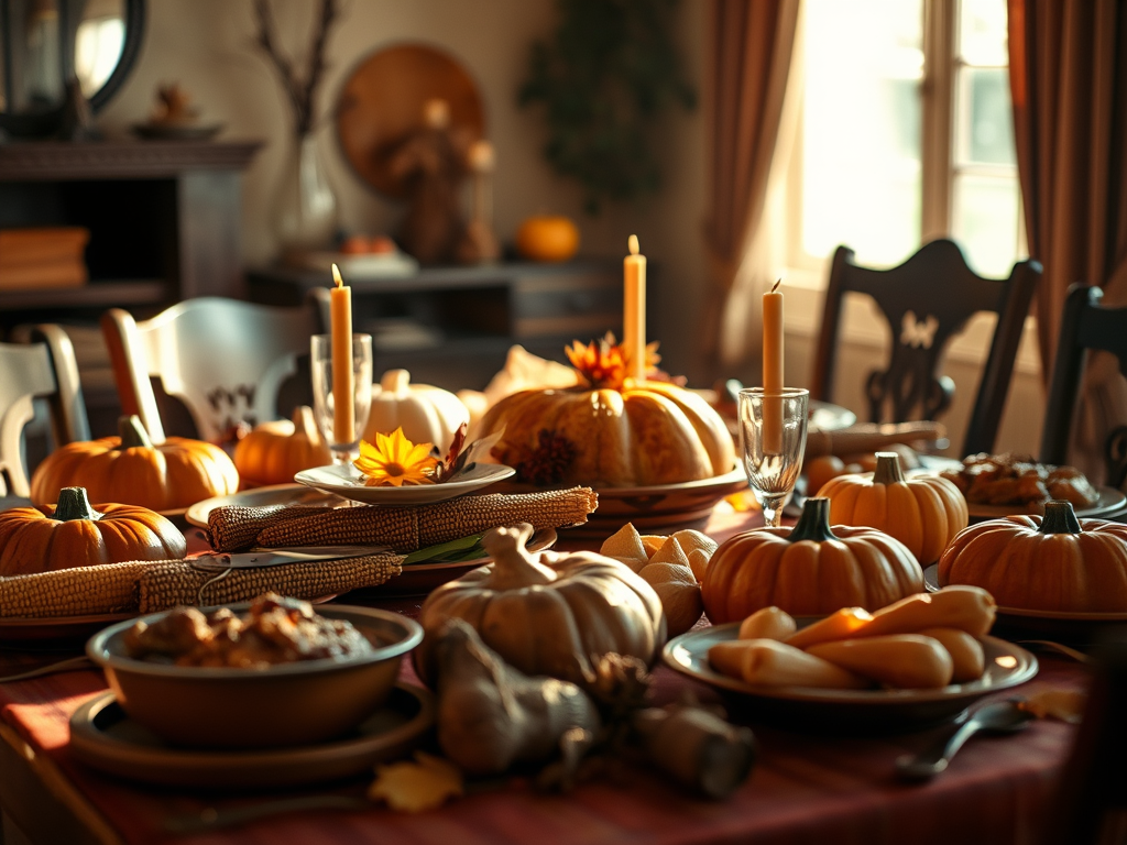 a holiday feast on dining table