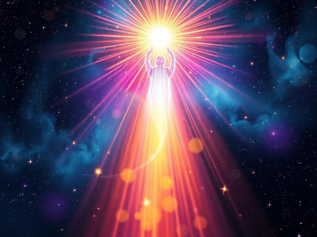 soul ascending against dark sky