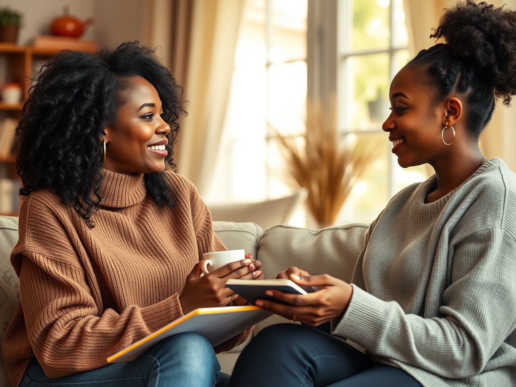 two women conversing
