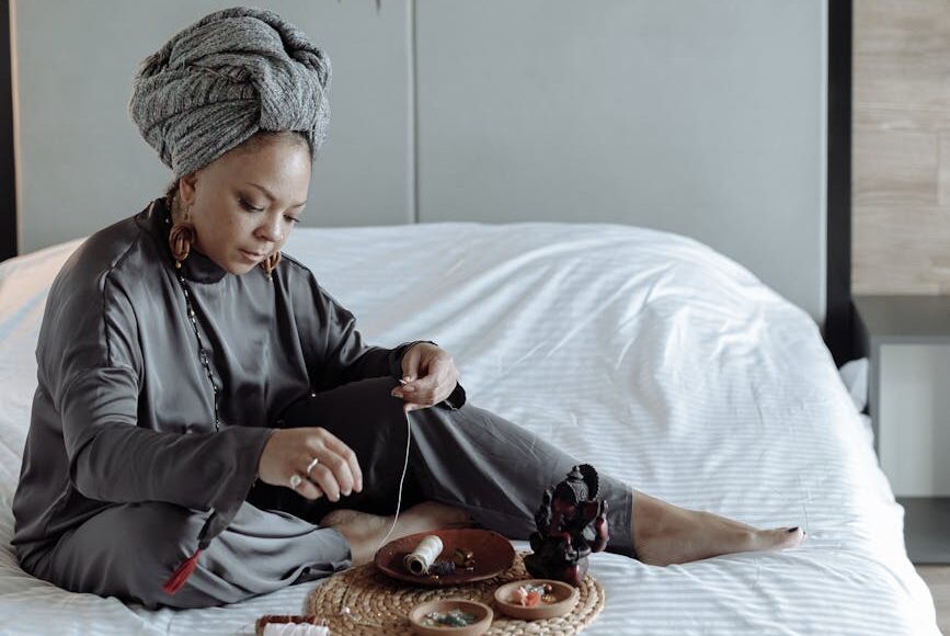 woman doing tibetan spiritual healing practices