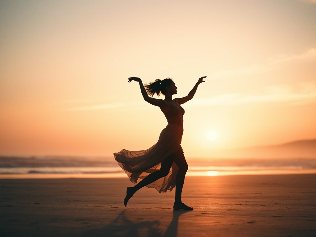 woman dancing on beach